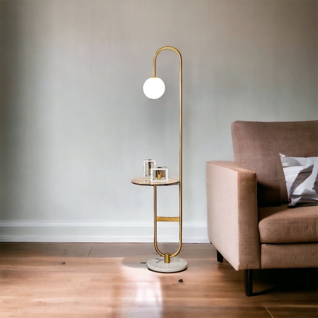 Oranthe Luno | Lampada da terra LED in stile scandinavo con tavolino integrato