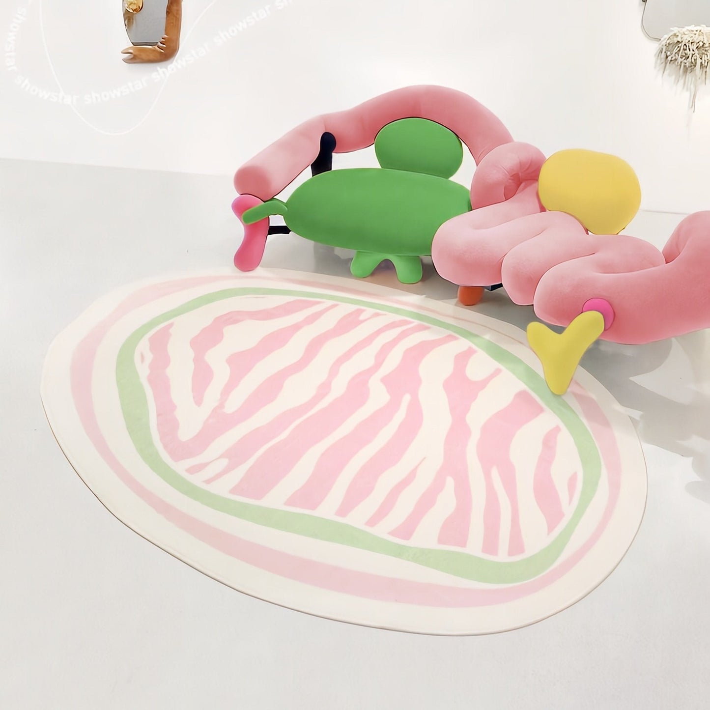 NordLoom | Tappeto peluche scandinavo a righe | Morbido tappeto scandinavo per soggiorno e camera da letto
