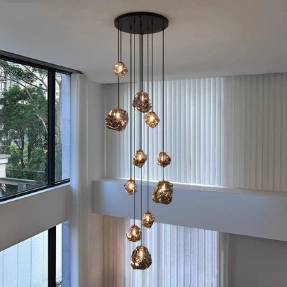 Cascilo | LED Pendelleuchte fürs Treppenhaus, 7 oder 11 Lichter, 200 cm Kabel