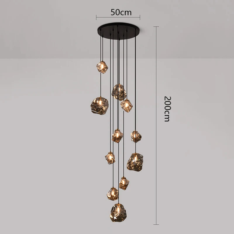 Cascilo | LED Pendelleuchte fürs Treppenhaus, 7 oder 11 Lichter, 200 cm Kabel