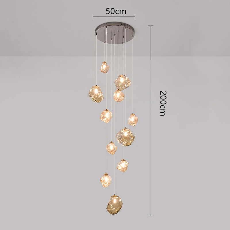 Cascilo | LED Pendelleuchte fürs Treppenhaus, 7 oder 11 Lichter, 200 cm Kabel