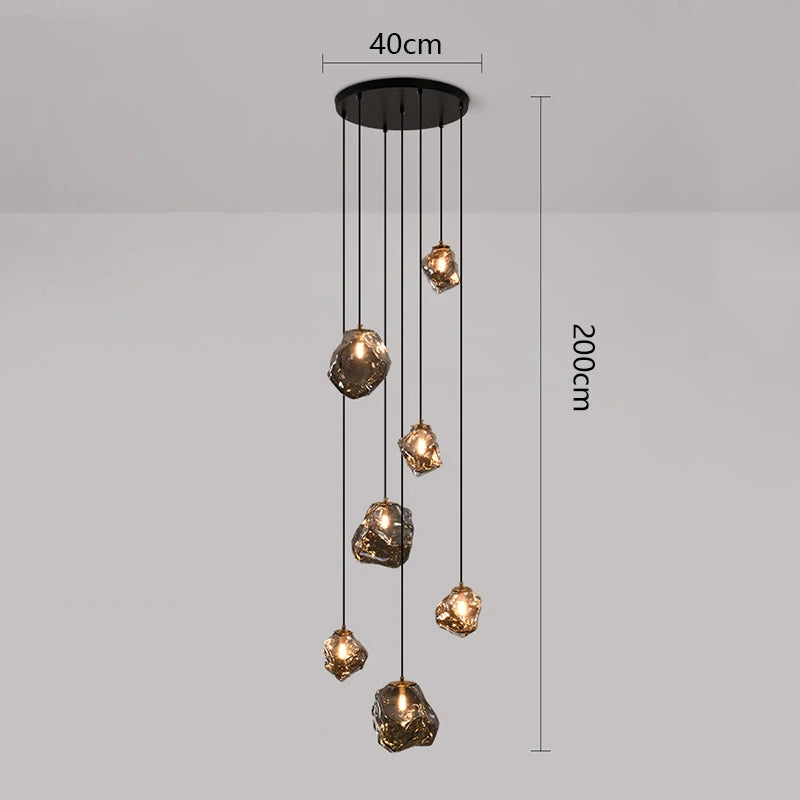 Cascilo | LED Pendelleuchte fürs Treppenhaus, 7 oder 11 Lichter, 200 cm Kabel