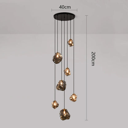Cascilo | LED Pendelleuchte fürs Treppenhaus, 7 oder 11 Lichter, 200 cm Kabel