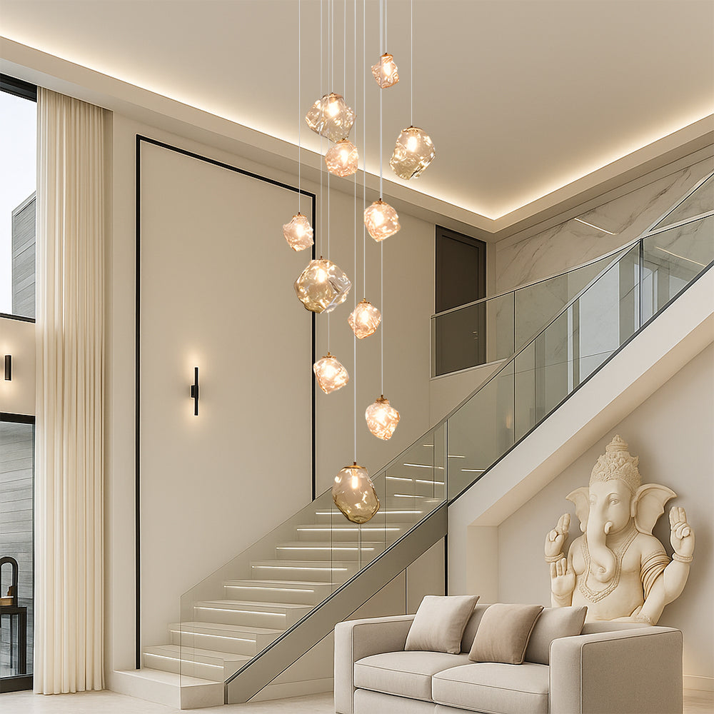 Cascilo | LED Pendelleuchte fürs Treppenhaus, 7 oder 11 Lichter, 200 cm Kabel