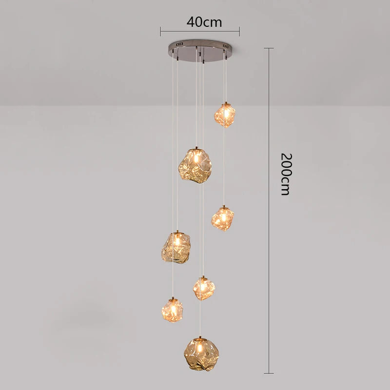 Cascilo | LED Pendelleuchte fürs Treppenhaus, 7 oder 11 Lichter, 200 cm Kabel