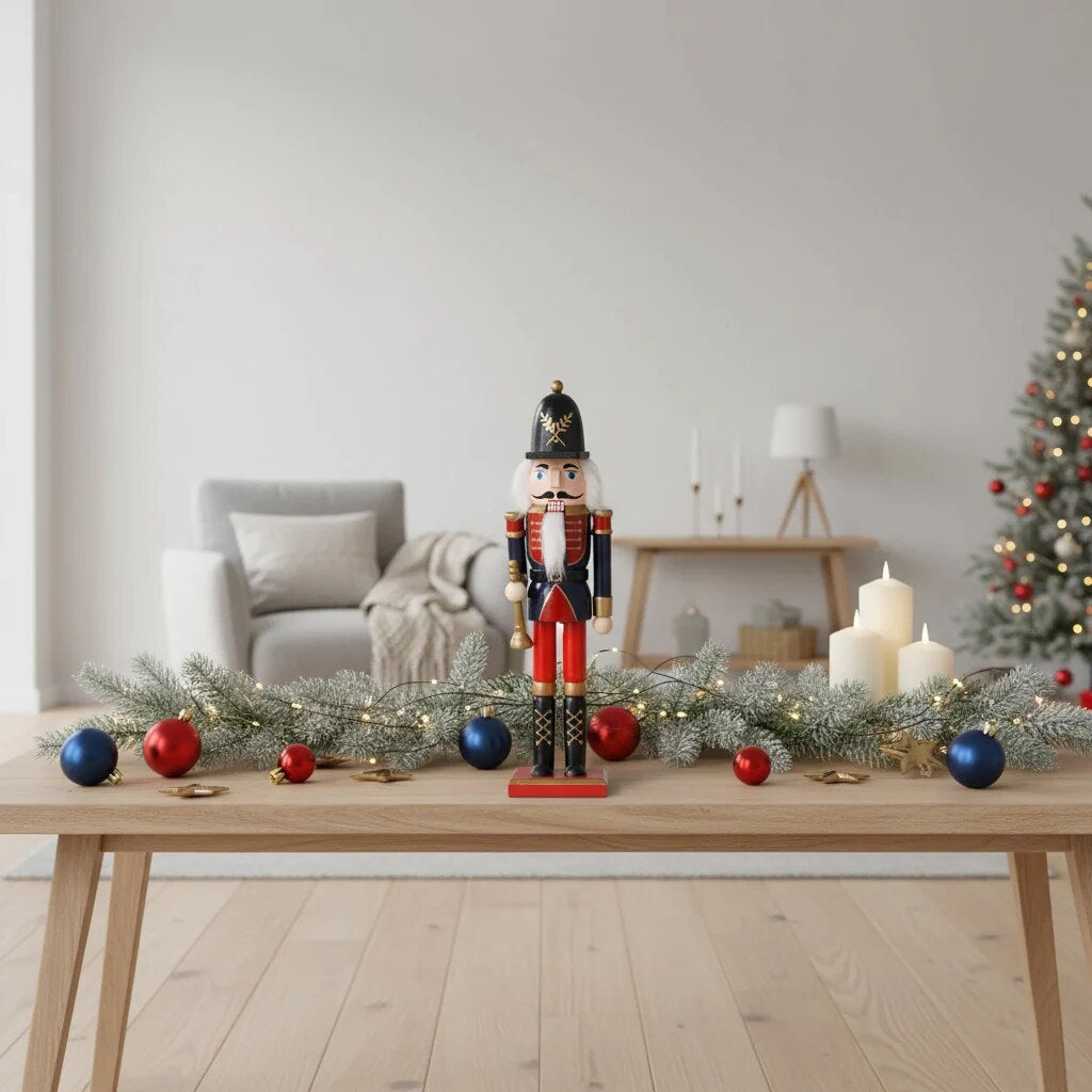 Knackwin | Handgefertigte Weihnachtsfigur aus Holz mit bemalter Uniform