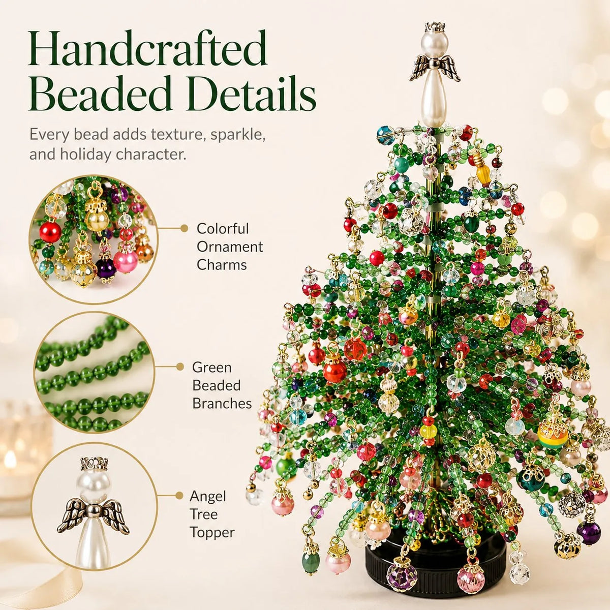 Perlavo | Christmas decoration craft kit: DIY beaded Christmas tree, approx. 20 x 13 cm