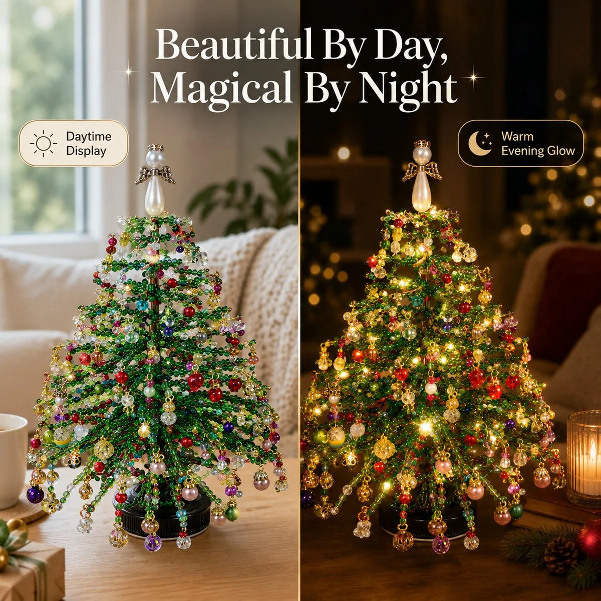 Perlavo | Christmas decoration craft kit: DIY beaded Christmas tree, approx. 20 x 13 cm