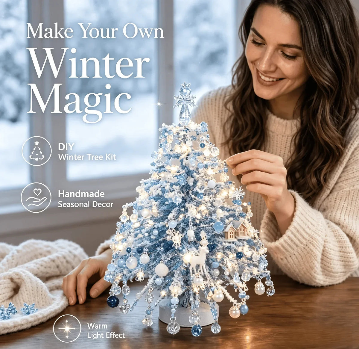 Perlavo | Christmas decoration craft kit: DIY beaded Christmas tree, approx. 20 x 13 cm