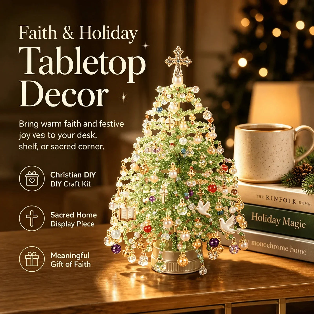 Perlavo | Christmas decoration craft kit: DIY beaded Christmas tree, approx. 20 x 13 cm