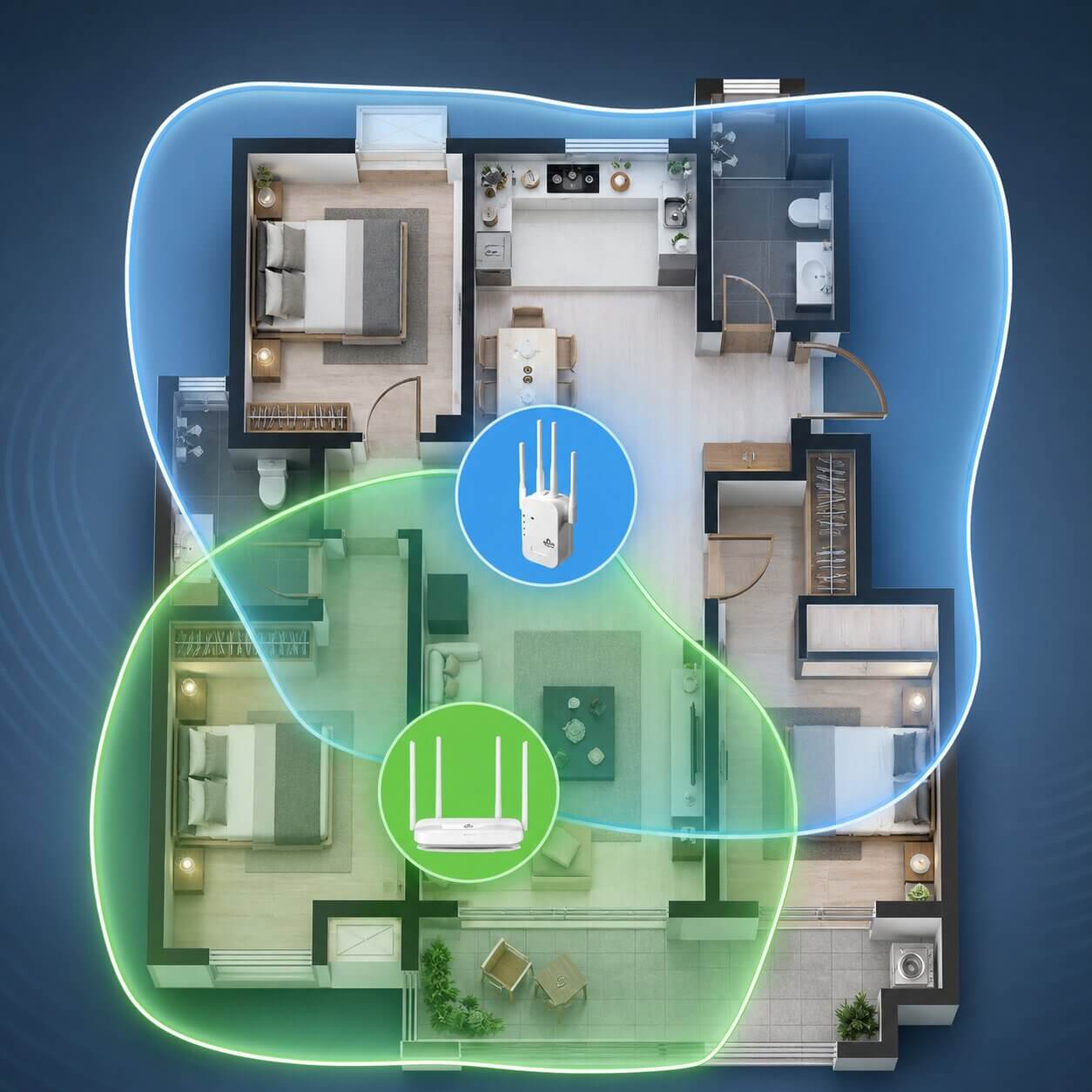 Ripetitore Wi-Fi per esterni e interni | Ripetitore Wi-Fi dual band 1200 Mbps per giardino, terrazza e casa | Funkhafen