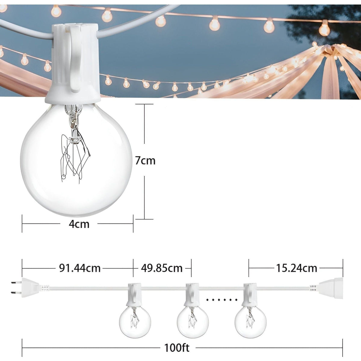 Globelia | Lichterkette außen mit Globus-Lampen, 15 m oder 30 m