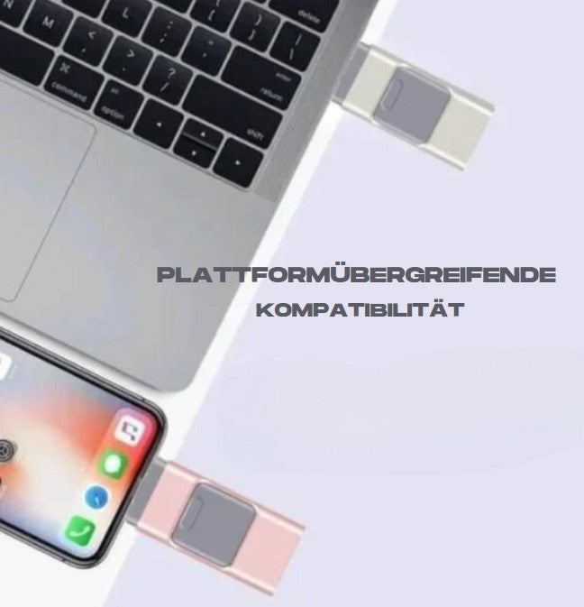 SnapSync | Chiavetta USB 4-in-1 con USB-C, USB-A e Lightning, fino a 128 GB