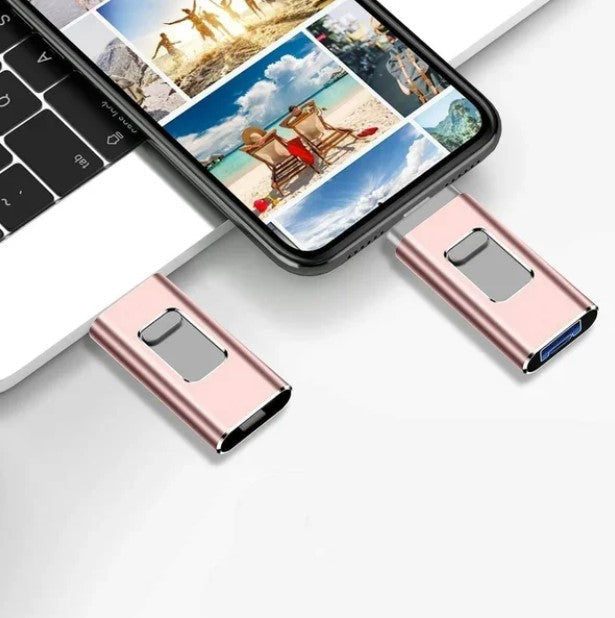 SnapSync | Chiavetta USB 4-in-1 con USB-C, USB-A e Lightning, fino a 128 GB