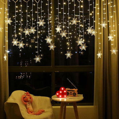 Flockara | LED Lichterkette mit 16 Schneeflocken, 8 Lichtmodi und IP44