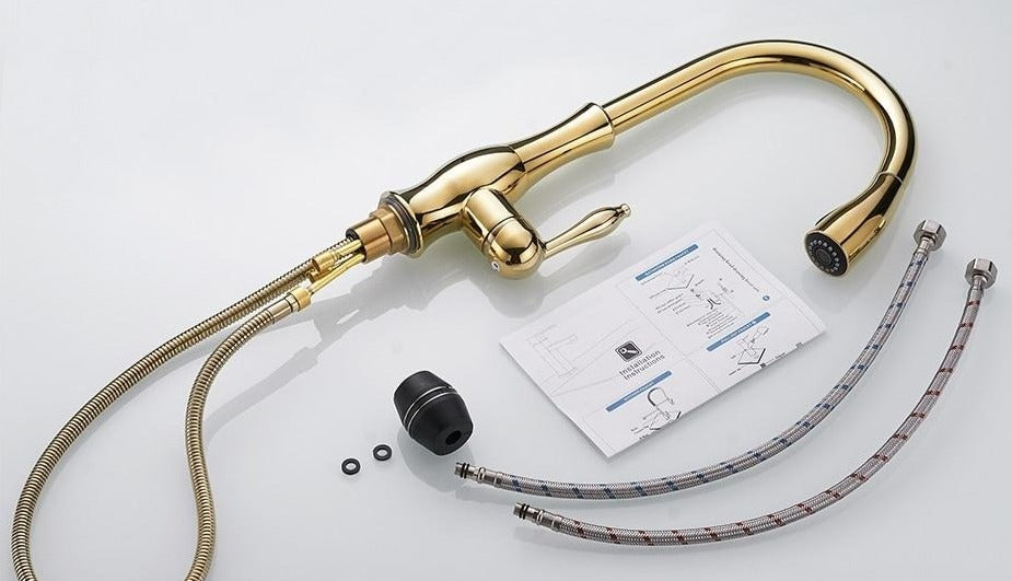 Anton Küchenarmatur | Ausziehbarer Brausekopf | 360° Drehung | Edelstahl