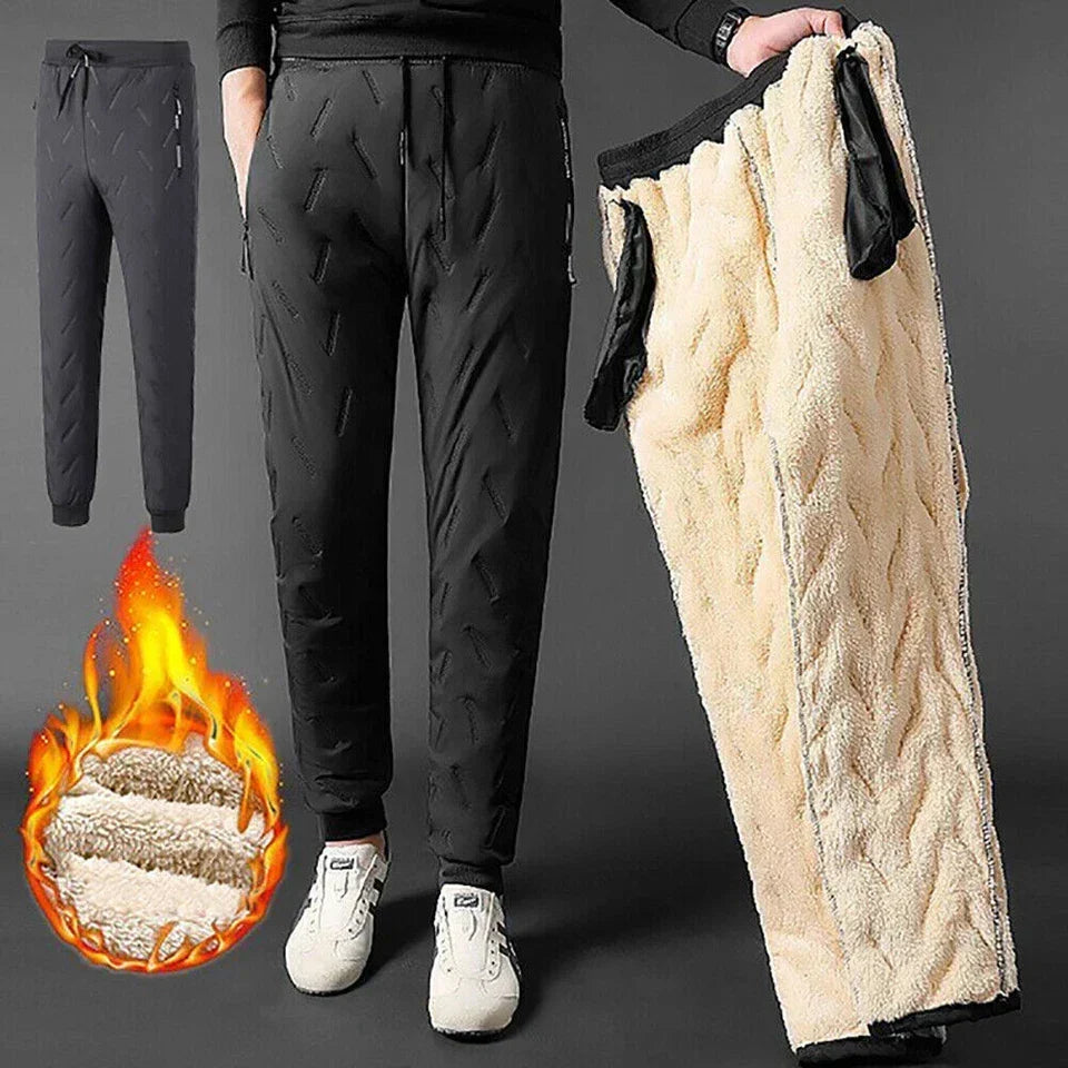 Fleevra | Pantaloni termici con fodera in pile, idrorepellenti, 2 tasche con cerniera