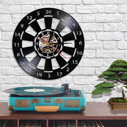 VinylDart | Orologio da parete vintage a forma di freccette in vinile | Movimento silenzioso & design retrò per club, bar e sale giochi