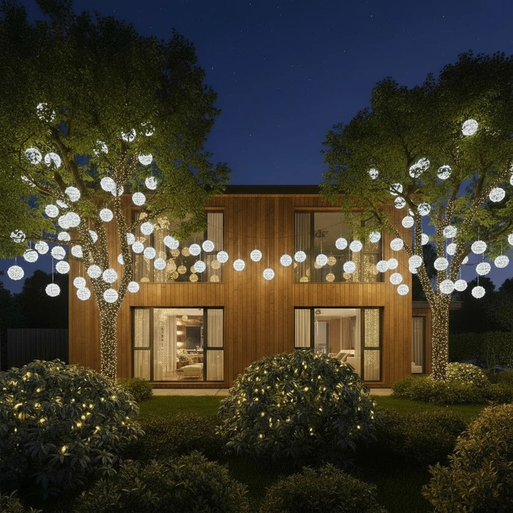 Rattiva | Rattan Lichterkette für außen, wetterfest und verbindbar mit Netzstecker