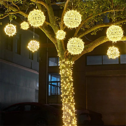 Rattiva | Rattan Lichterkette für außen, wetterfest und verbindbar mit Netzstecker