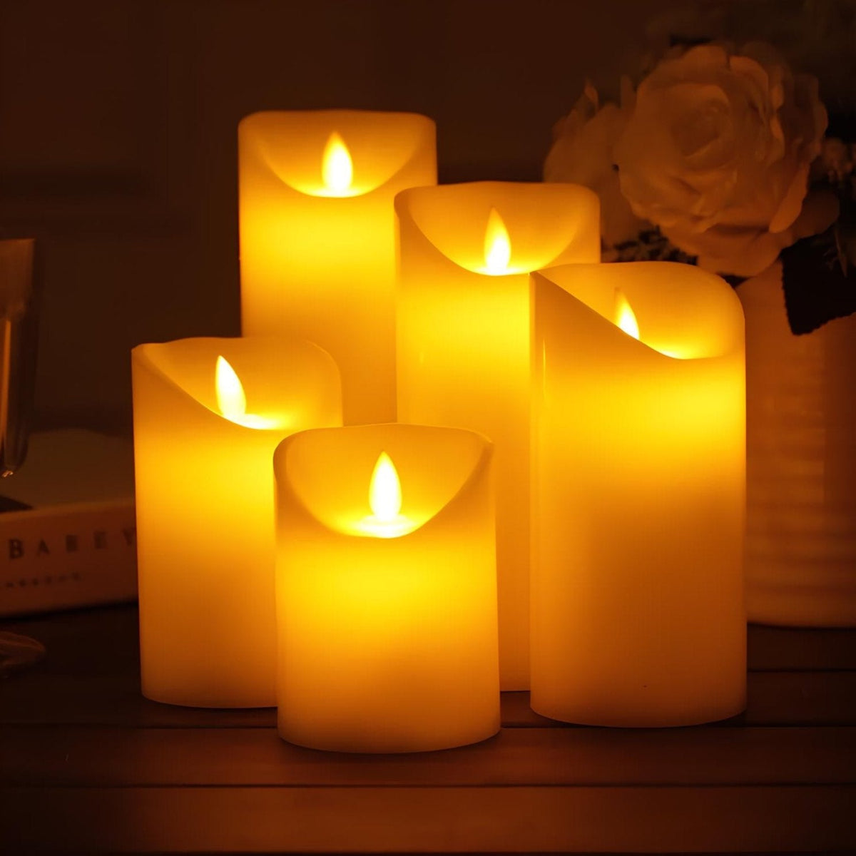 Flickora | LED Kerzen mit Flackereffekt und Seilumwicklung, 3er Set
