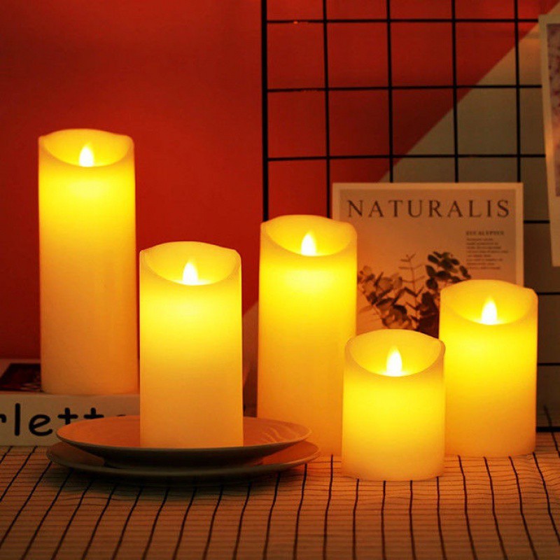 Flickora | LED Kerzen mit Flackereffekt und Seilumwicklung, 3er Set