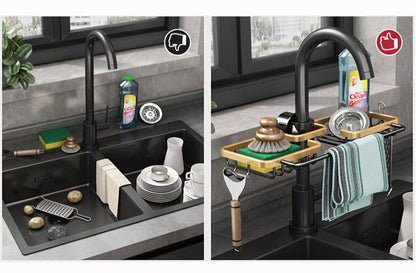 SinkMate DuoRack | Spülbecken-Organizer mit Haken & Doppelfach