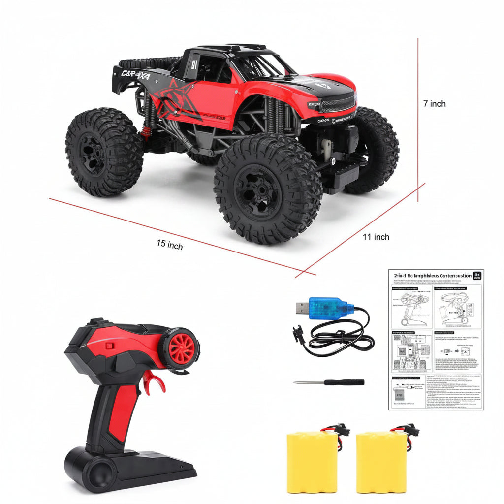 Amphivo | Coche anfibio teledirigido 1:10 con tracción total e IP66, 2,4 GHz