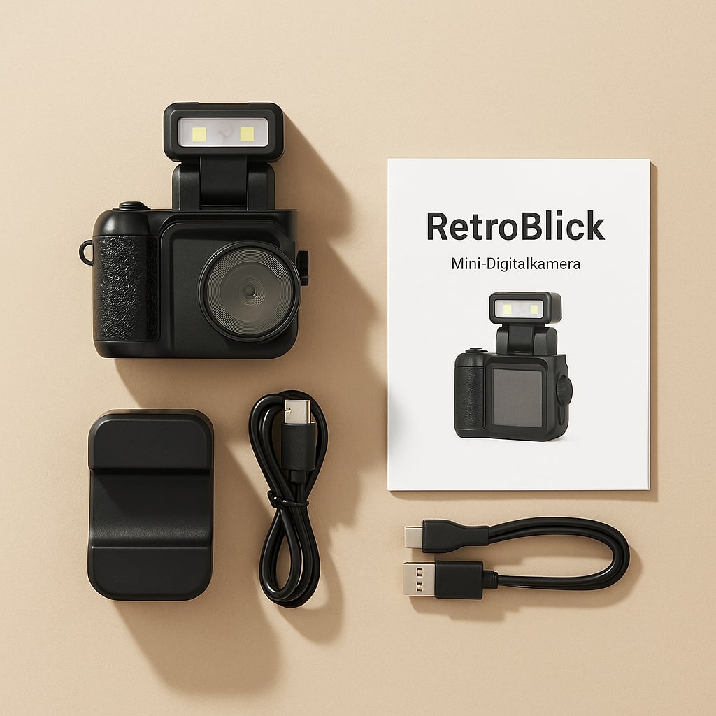 Fotocamera digitale dal design retrò | Fotocamera compatta 1080p per foto, video, viaggi e uso quotidiano | RetroBlick