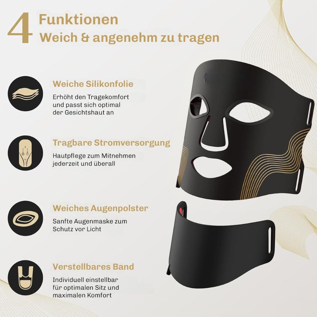 Lumidra | LED Face Mask in Flexible Silicone with Neck Piece and Remote