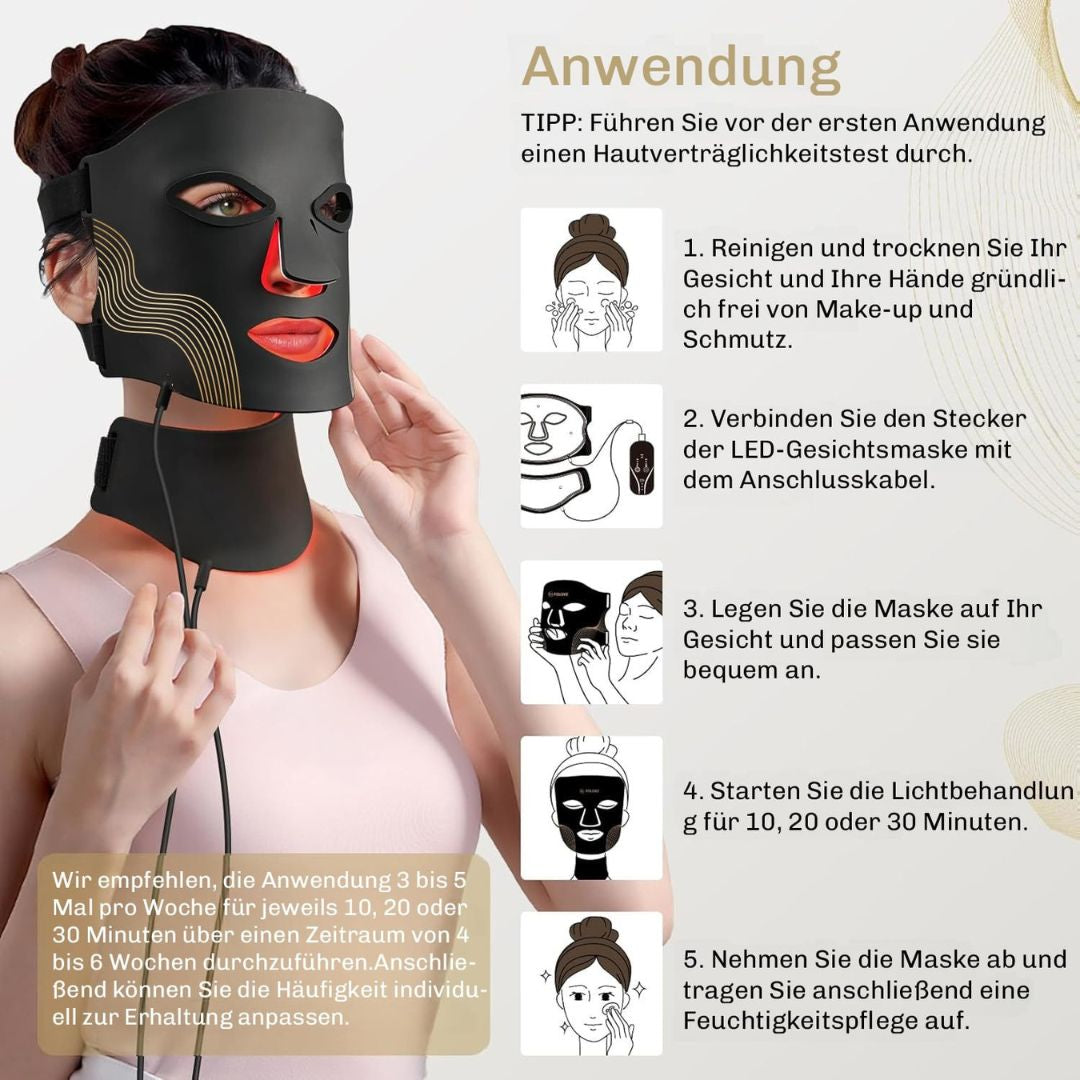 Lumidra | LED Face Mask in Flexible Silicone with Neck Piece and Remote