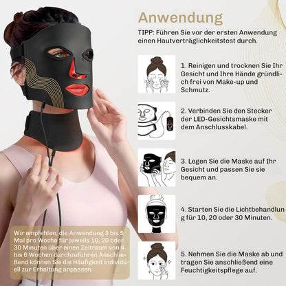 Lumidra | LED Face Mask in Flexible Silicone with Neck Piece and Remote