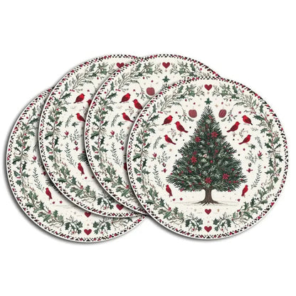 Tavolia | Motif de sapin de Noël, tissu lavable, lot de 4 ou 6