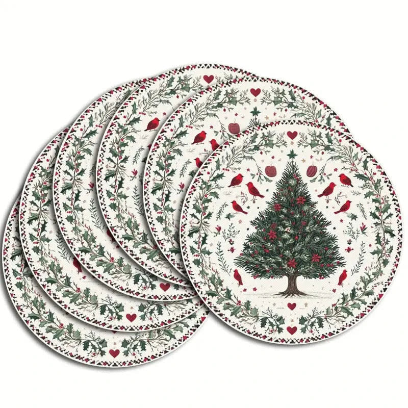 Tavolia | Motif de sapin de Noël, tissu lavable, lot de 4 ou 6