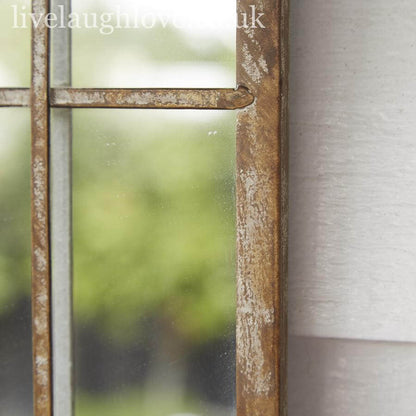 Belika | Wandspiegel Bogen aus Metall im Fenster-Look, 60 x 36 cm