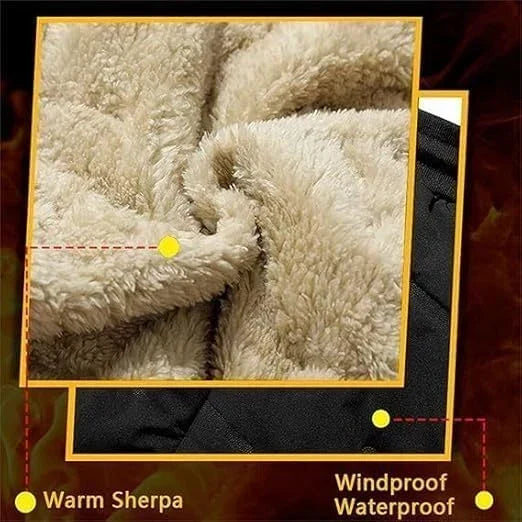 Fleevra | Pantaloni termici con fodera in pile, idrorepellenti, 2 tasche con cerniera
