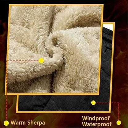 Fleevra | Pantaloni termici con fodera in pile, idrorepellenti, 2 tasche con cerniera