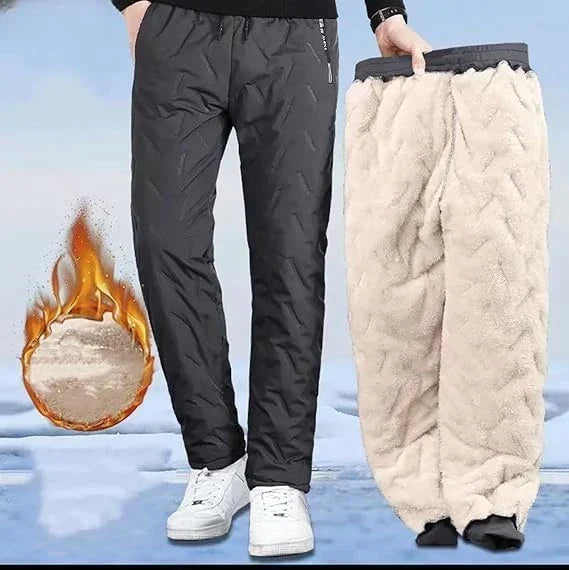 Fleevra | Pantaloni termici con fodera in pile, idrorepellenti, 2 tasche con cerniera