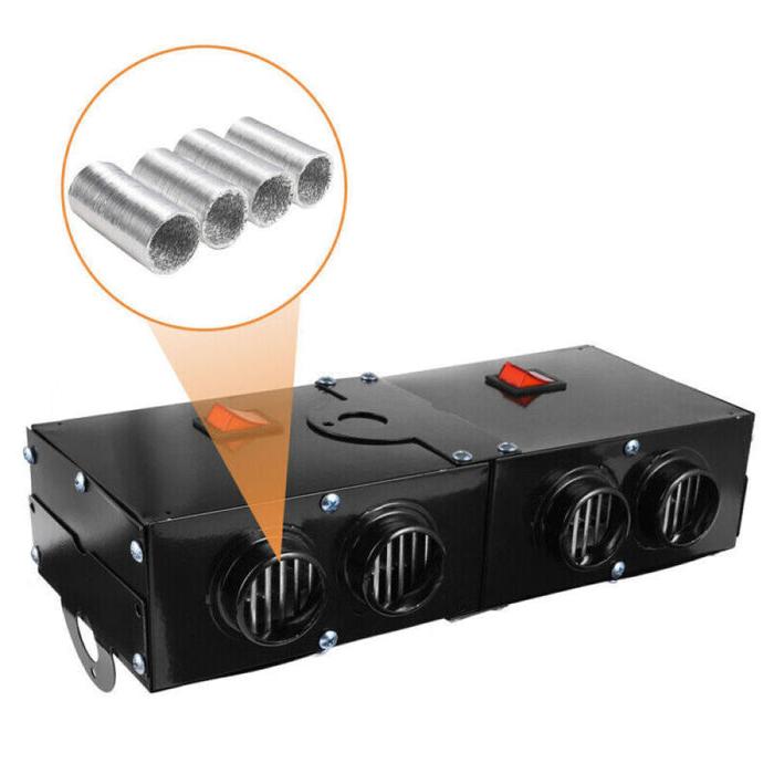 Thermavo | Calefactor para coche de 12 V y 500 W con elemento calefactor cerámico y 4 ventiladores