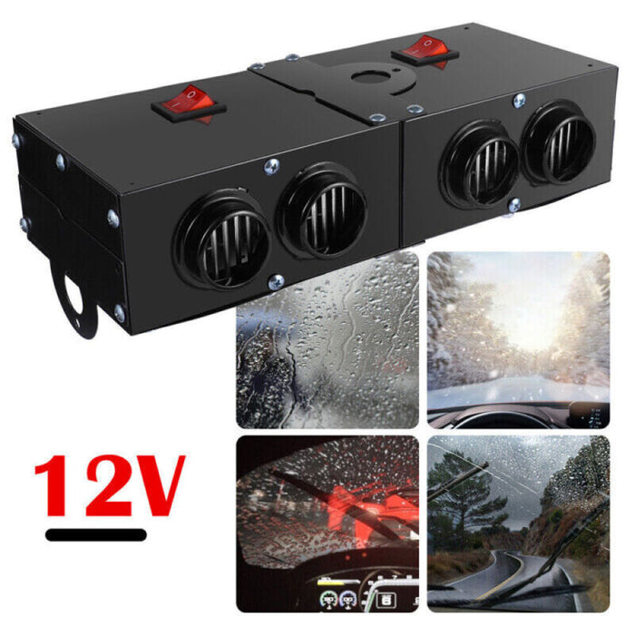 Thermavo | Calefactor para coche de 12 V y 500 W con elemento calefactor cerámico y 4 ventiladores