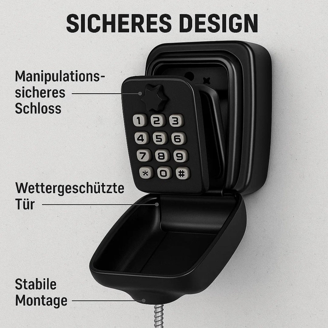 Key safe with code for outdoors | Weather-resistant key safe for wall mounting | For home, office & holiday apartment