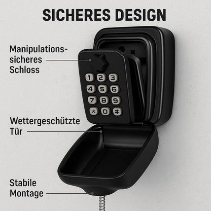 Key safe with code for outdoors | Weather-resistant key safe for wall mounting | For home, office & holiday apartment