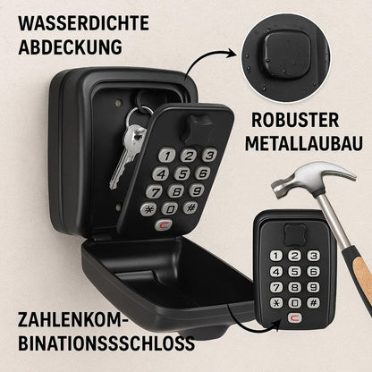 Key safe with code for outdoors | Weather-resistant key safe for wall mounting | For home, office & holiday apartment