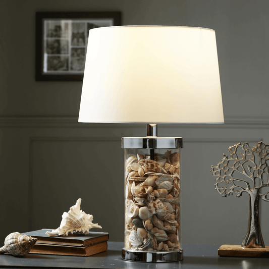 Conchiva | Tischlampe mit Glasfuß und echten Muscheln, E27, 52 cm