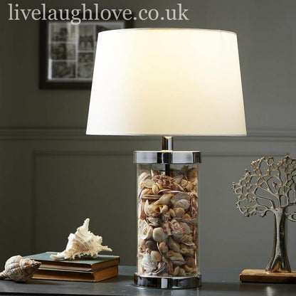 Conchiva | Tischlampe mit Glasfuß und echten Muscheln, E27, 52 cm