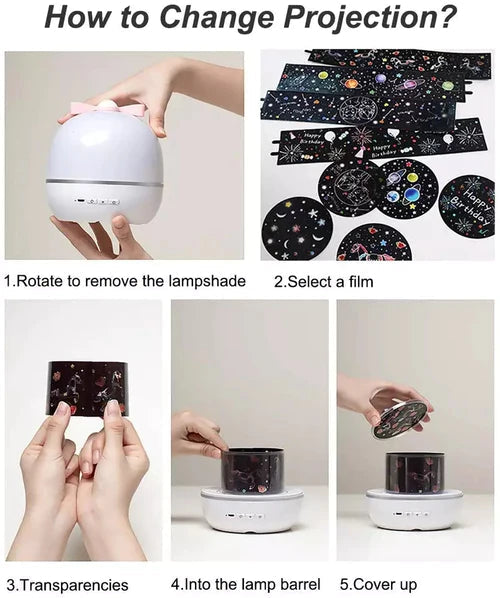 Orbella | Sternenhimmel Projektorlampe mit 6 Lichteffekten und 360° Rotation