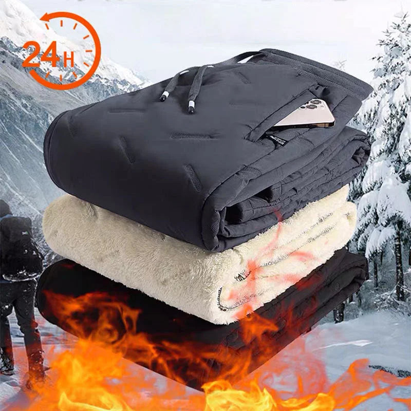 Fleevra | Pantaloni termici con fodera in pile, idrorepellenti, 2 tasche con cerniera