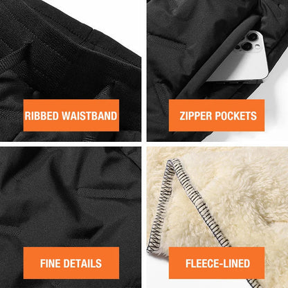 Fleevra | Pantaloni termici con fodera in pile, idrorepellenti, 2 tasche con cerniera