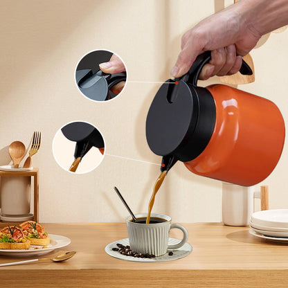 Teavio | Edelstahl Thermoskanne mit Teefilter und Ein-Klick-Ausguss