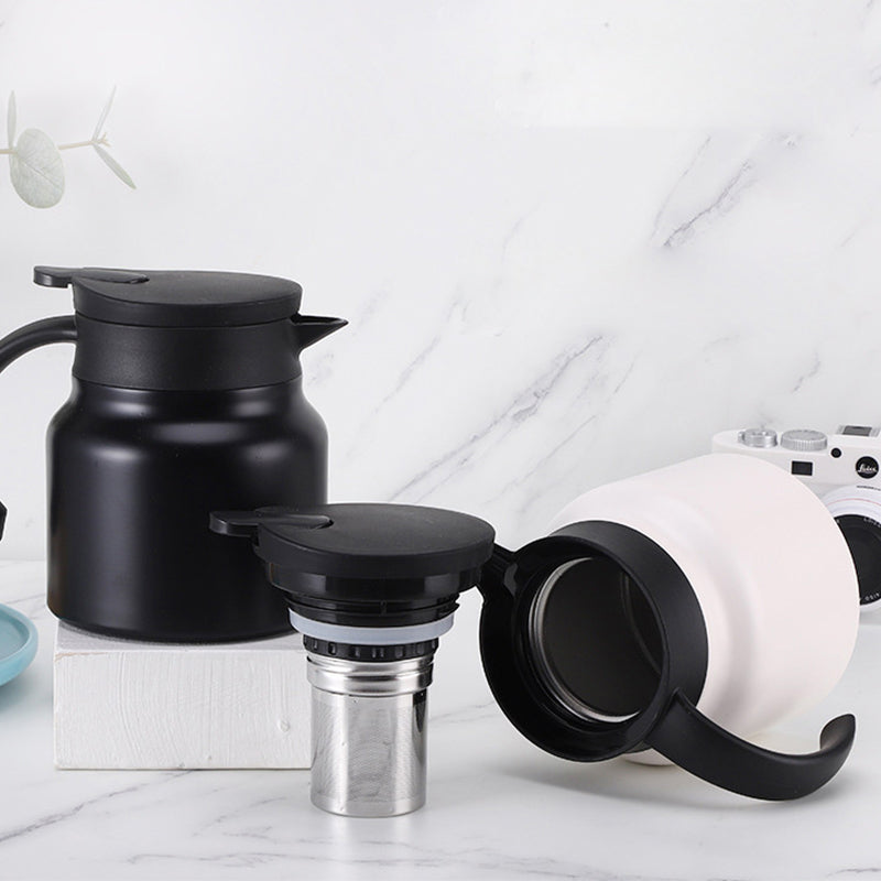 Teavio | Edelstahl Thermoskanne mit Teefilter und Ein-Klick-Ausguss
